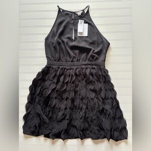 NWT Diane Von Furstenberg Gia Dress Black Halter Ruffle Bottom